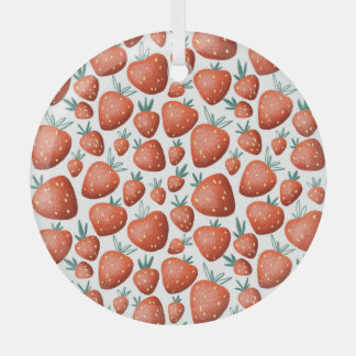 Ornement En Verre Fraises rouges Arrière - plan blanc sans joint