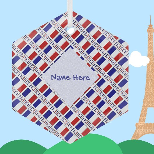 Ornement En Verre France French Flag Blue Personalized 