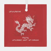 Ornement En Verre Frapper l'année rouge et blanche du dragon (Verso)