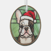 Ornement En Verre French Bulldog Vitrail Christmas (Avant droite)