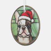 Ornement En Verre French Bulldog Vitrail Christmas (Avant gauche)