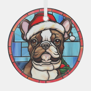 Ornement En Verre French Bulldog Vitrail Christmas