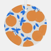 Ornement En Verre Fruit orange : Motif exquis bleu-bracelet. (Verso)