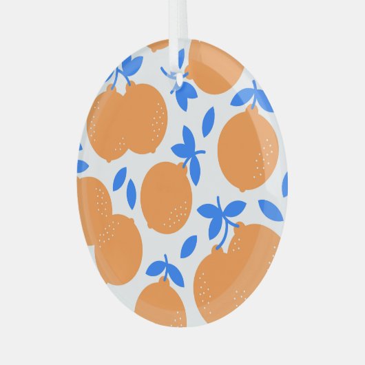 Ornement En Verre Fruit orange : Motif exquis bleu-bracelet. (Avant gauche)