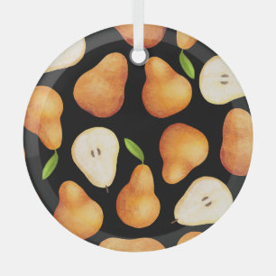 Ornement En Verre Fruits dessinés à la main, motif réaliste sans cou