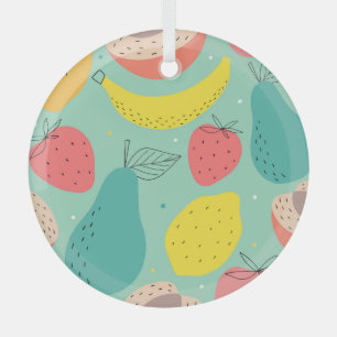 Ornement En Verre Fruits dessinés à la main, motif sans couture déco