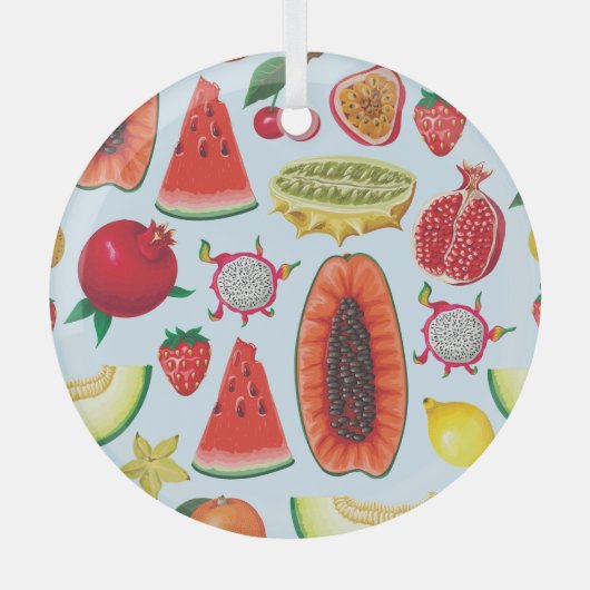 Ornement En Verre Fruits Exotiques : Imprimé tendance sans couture. (Recto)
