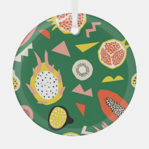 Ornement En Verre Fruits tropicaux : motif transparent et vibrant.