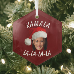 Ornement En Verre Funny Kamala Harris Face Santa Hat Noël