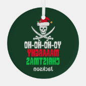 Ornement En Verre Funny Pirate Yo Ho Ho Joyeux Noël (Verso)