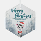 Ornement En Verre Funny Zebra Merry Xmas arbre neige (Recto)