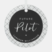 Ornement En Verre Futur Pilote Personnalisé Élégant (Recto)