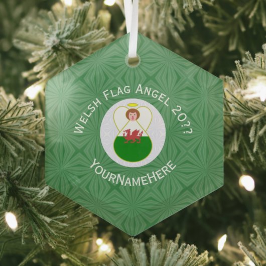 Ornement En Verre Gallois Drapeau Angel Noël Vert Blanc (Insitu)
