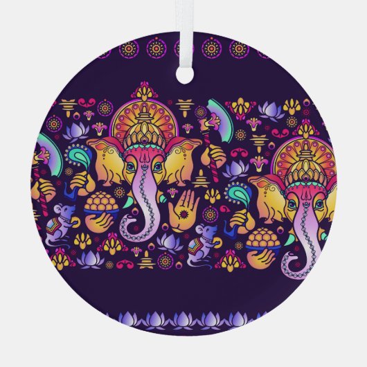 Ornement En Verre Ganesh Hindu God : Festive sans fil (Verso)