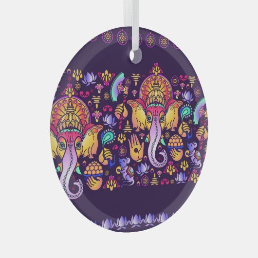 Ornement En Verre Ganesh Hindu God : Festive sans fil (Avant droite)