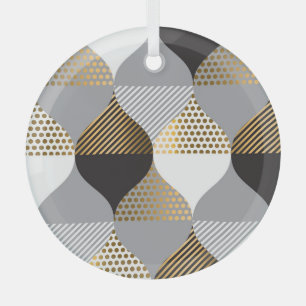 Ornement En Verre Géométrique de luxe : noir, or motif