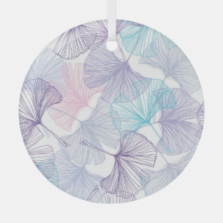 Ornement En Verre Gingko Biloba Rose Quartz Motif