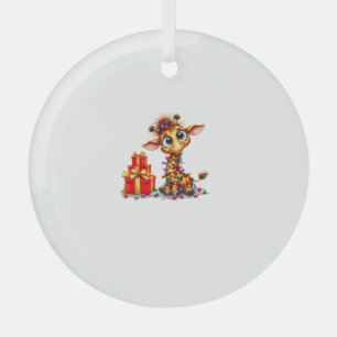 Ornement En Verre Giraffes de Noël Lumières Noël Giraffe de Noël