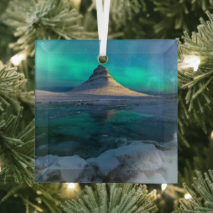 Ornement En Verre Glace et neige   Kirkjufell Mountain, Islande