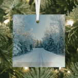 Ornement En Verre Glace et neige | Route d'hiver gelée Russie, Sibér<br><div class="desc">Cette photo Getty Images extraordinaire présente une route d'hiver gelée en Russie,  en Sibérie,  en Altaï,  dans la région d'Ust-Koksenskiy.</div>