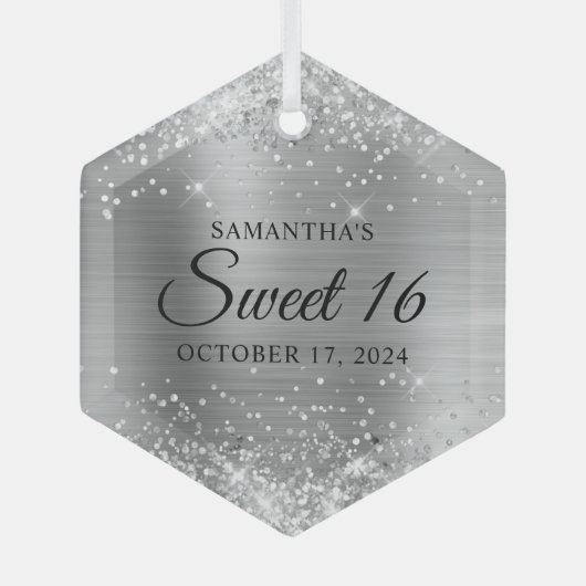 Ornement En Verre Glitterie Silver Foil Sweet 16 (Recto)