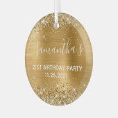 Ornement En Verre Glittery Gold Foil 21e fête d'anniversaire (Avant gauche)