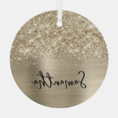 Ornement En Verre Glittery Pale Gold Glam Name (Verso)