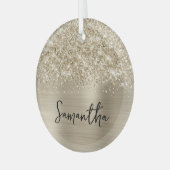 Ornement En Verre Glittery Pale Gold Glam Name (Avant gauche)