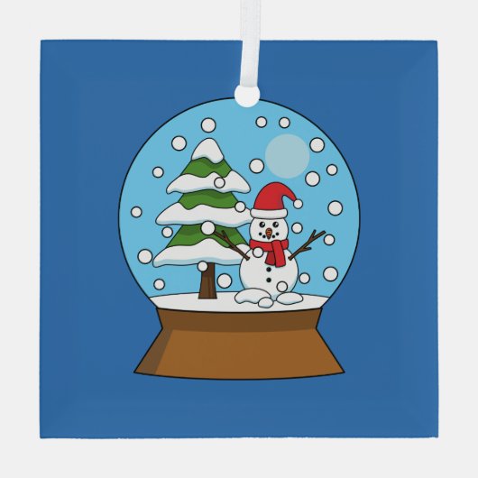 Ornement En Verre Globe de neige avec Snowman et Pine Tree (Verso)