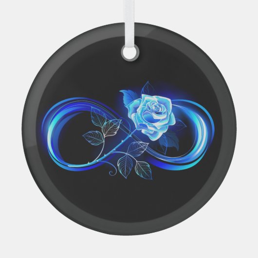 Ornement En Verre Glowing infinity with blue rose (Recto)