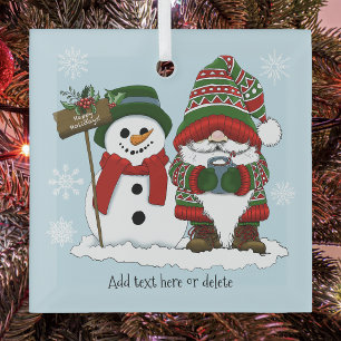 Ornement En Verre Gnome de Noël cosy Bonhomme de neige Fêtes d'hiver