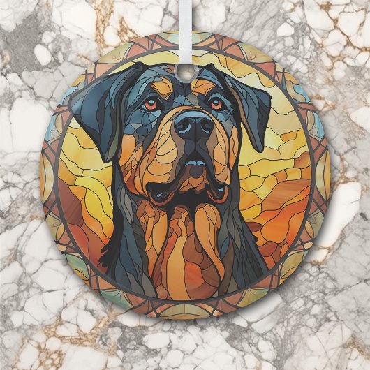 Ornement En Verre Gold Abstrait Rottweiler Chien tendu