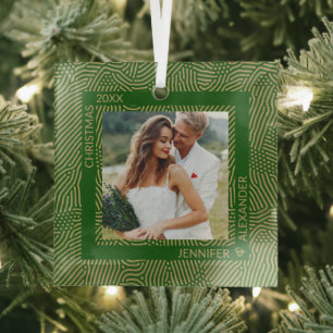 Ornement En Verre Gold et Green Photo