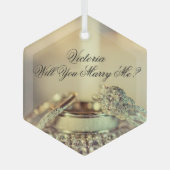 Ornement En Verre Gold Me marierez-vous Nom de proposition Script (Recto)