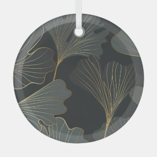 Ornement En Verre Golden Ginkgo : Luxueux Déco Floral.