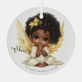 Ornement En Verre Golden Grace: A Prayerful Angel Child (Verso)