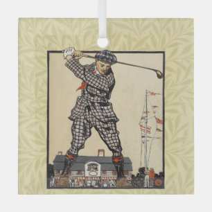 Ornement En Verre Golf Golfer Vintage Golf antique