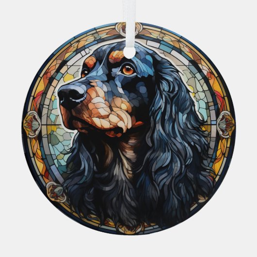 Ornement En Verre Gordon Setter Chien Mosaic Stainic (Verso)