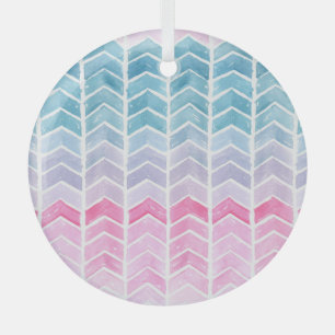 Ornement En Verre Gradient Chevron : Aquarelle Motif Herringbone.