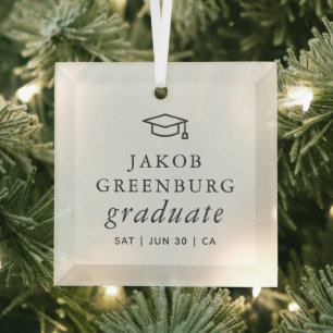 Ornement En Verre Graduate Moderne Minimaliste Simple Chic Graduatio