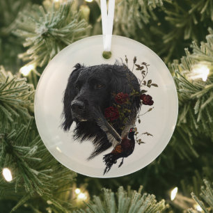 Ornement En Verre Grand Munsterlander avec faisan