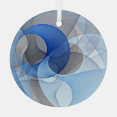 Ornement En Verre Graphique d'art fractal gris bleu Abstrait moderne (Verso)