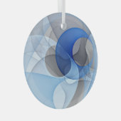 Ornement En Verre Graphique d'art fractal gris bleu Abstrait moderne (Avant droite)