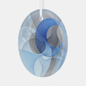Ornement En Verre Graphique d'art fractal gris bleu Abstrait moderne (Avant gauche)