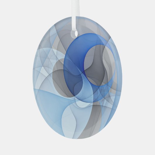 Ornement En Verre Graphique d'art fractal gris bleu Abstrait moderne (Avant gauche)
