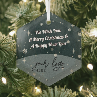 Ornement En Verre Green Merry Christmas Business Logo Décor vintage