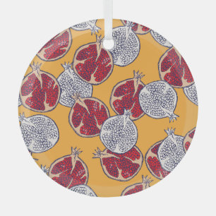 Ornement En Verre Grenade dessinée : Motif Vintage fait main