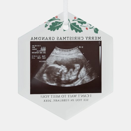 Ornement En Verre Grossesse Faire-part bébé numérisation grand-mère (Verso)