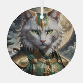 Ornement En Verre Guerrier épique de chat blindé (Verso)