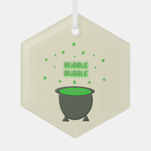 Ornement En Verre Halloween Cauldron et Bubbling Green Brew
